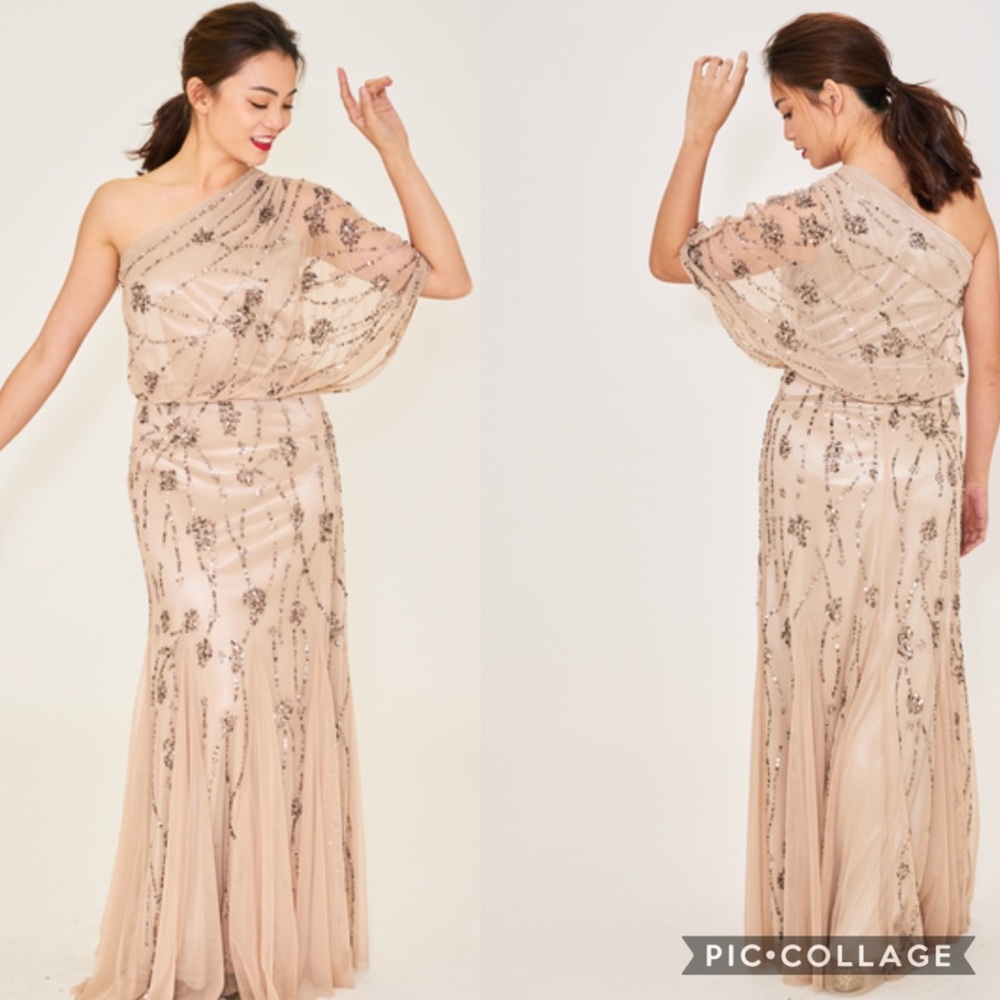 PLUS SIZE Adrianna Papell one shoulder gown - Picture 4 of 16